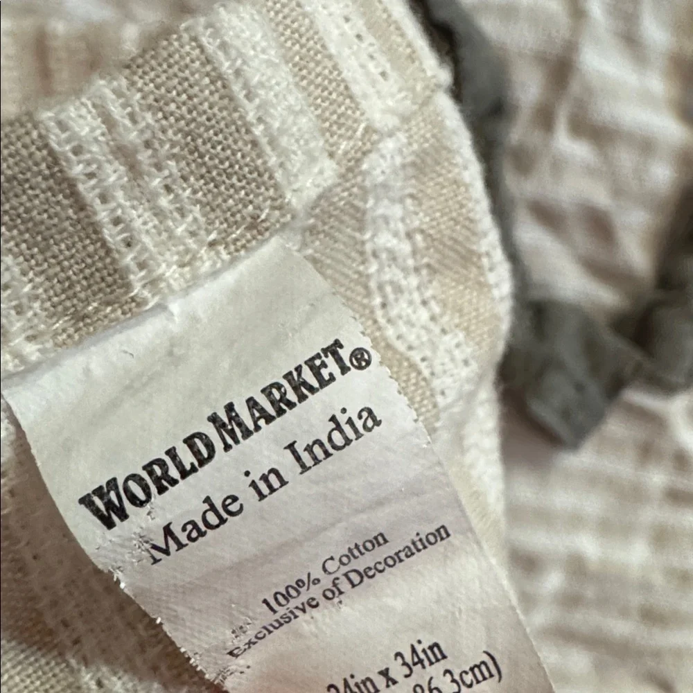 World Market Neutral Chic Striped Cotton Apron for Baking Cooking Kitchen Fun
